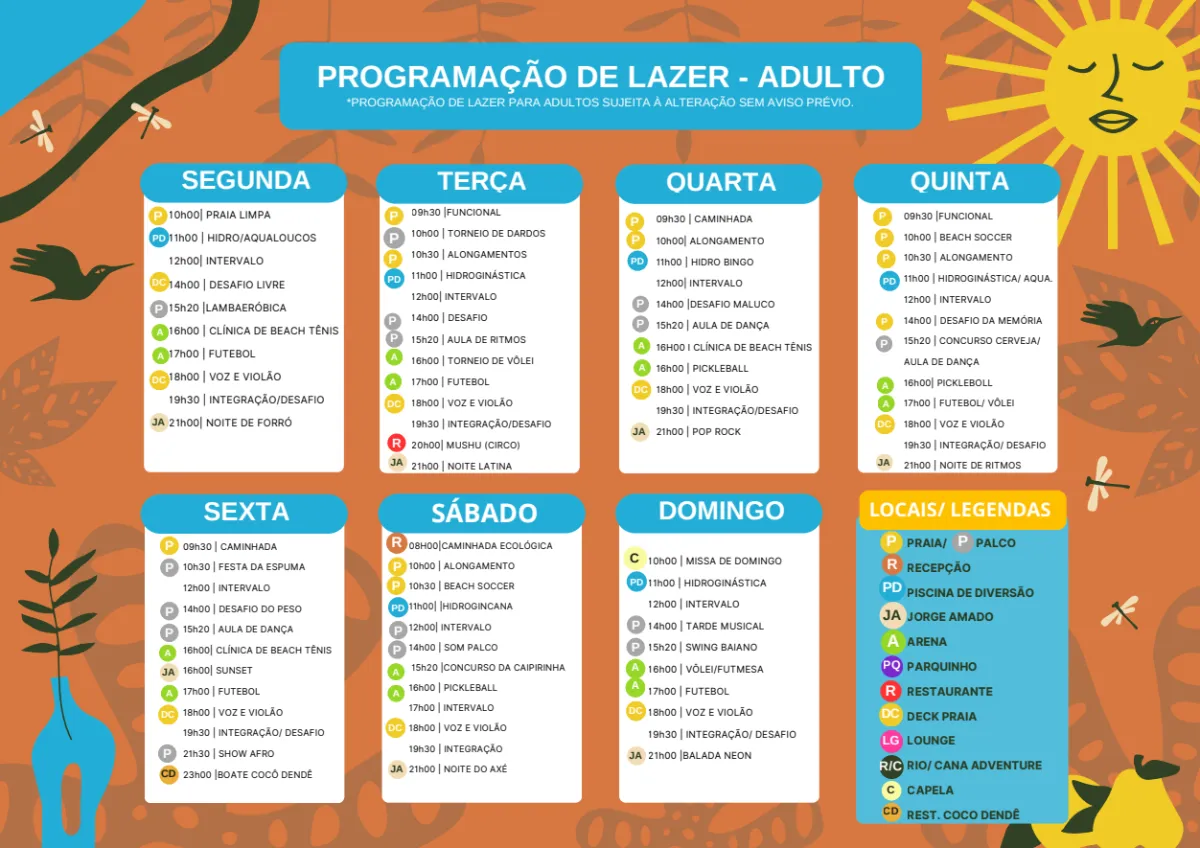 Programação Cana Brava All Inclusive Resort