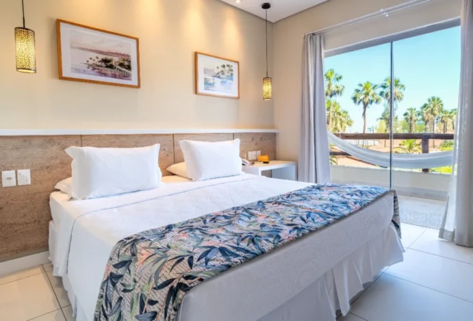Cama de casal com vista da varanda Cama de casal com vista da varanda